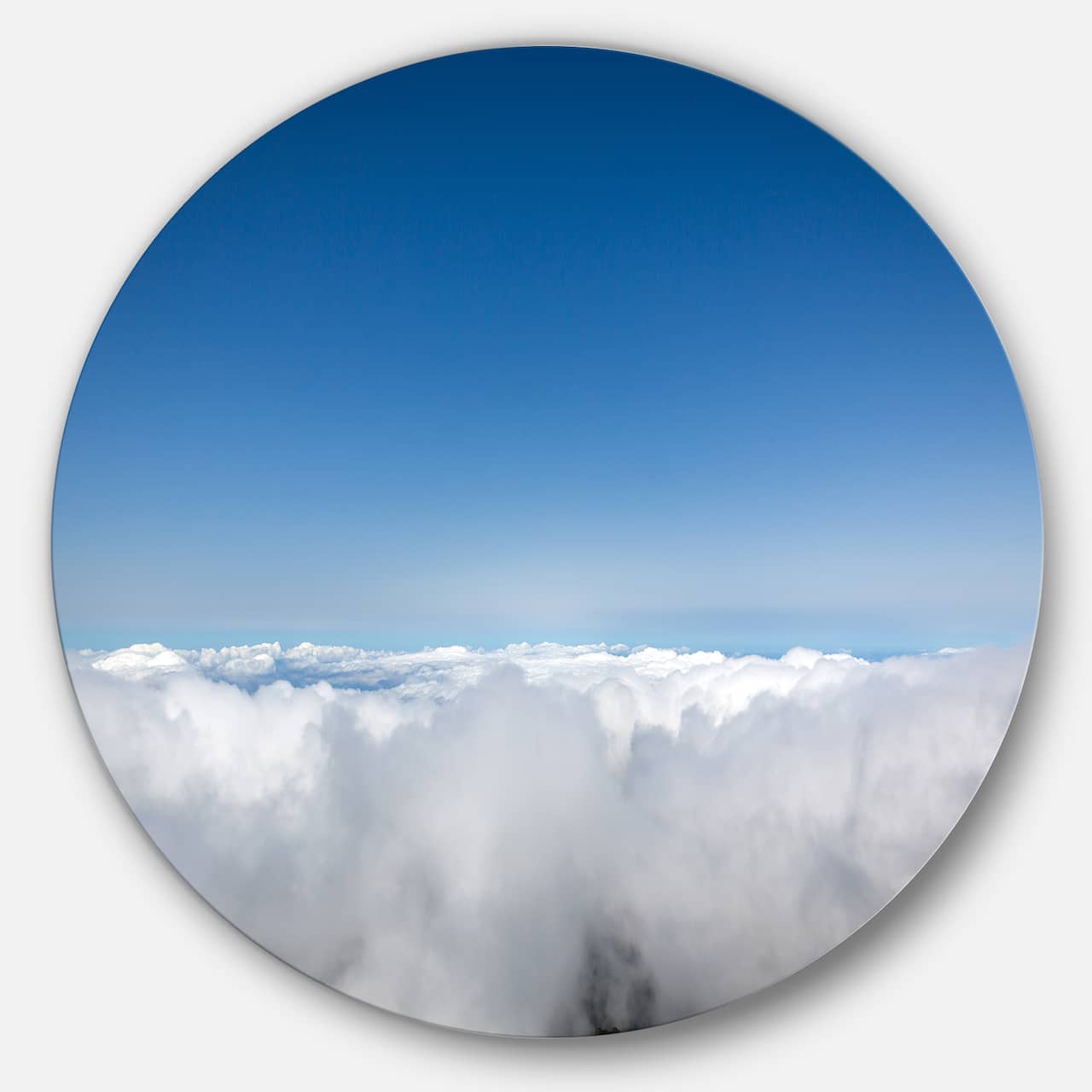 Designart - Aerial View of Sky over Clouds' Contemporary Landscape Metal Circle Wall Art